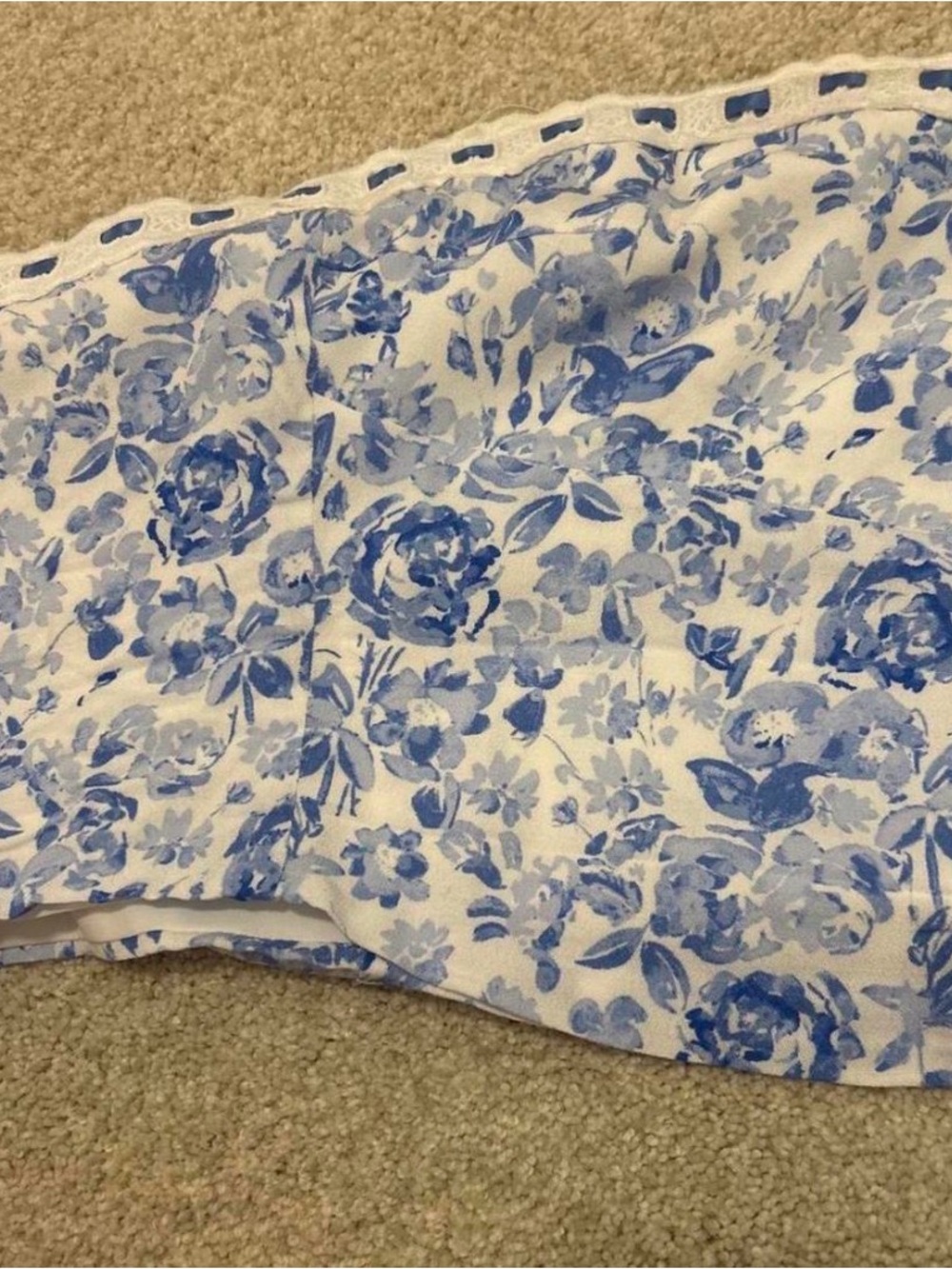 Blue Floral Strapless Women's Top